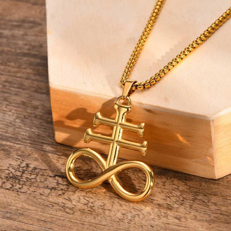 Leviatano kryžiaus pakabukas nerūdijančio plieno Šėtono kryžiaus emblema Sieros ženklas Sigil Charm pakabukai karoliai