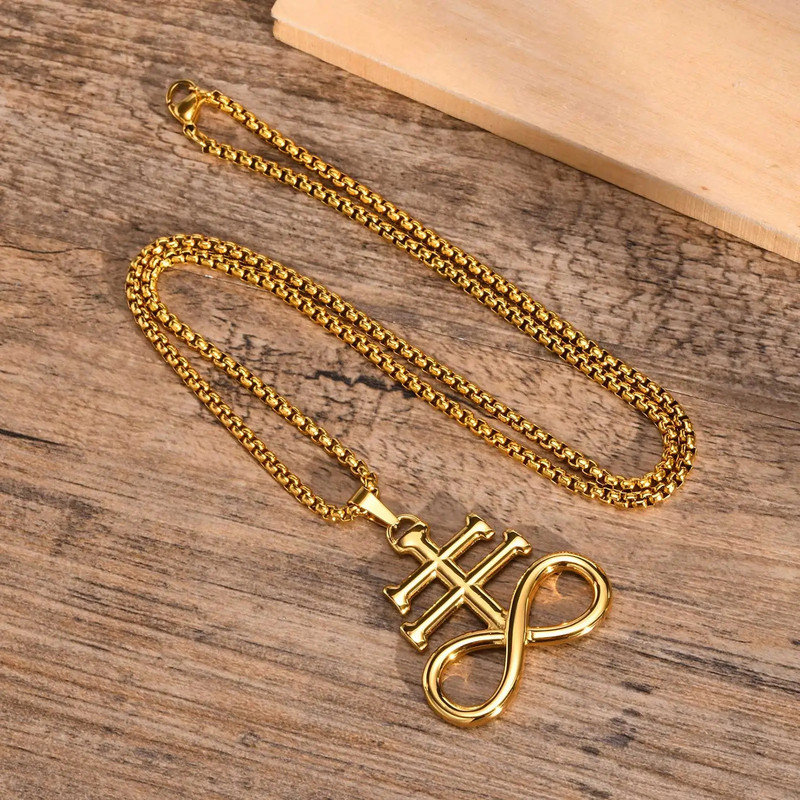 Leviatano kryžiaus pakabukas nerūdijančio plieno Šėtono kryžiaus emblema Sieros ženklas Sigil Charm pakabukai karoliai