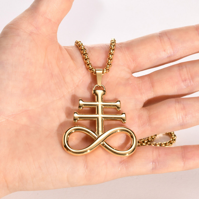 Leviatano kryžiaus pakabukas nerūdijančio plieno Šėtono kryžiaus emblema Sieros ženklas Sigil Charm pakabukai karoliai