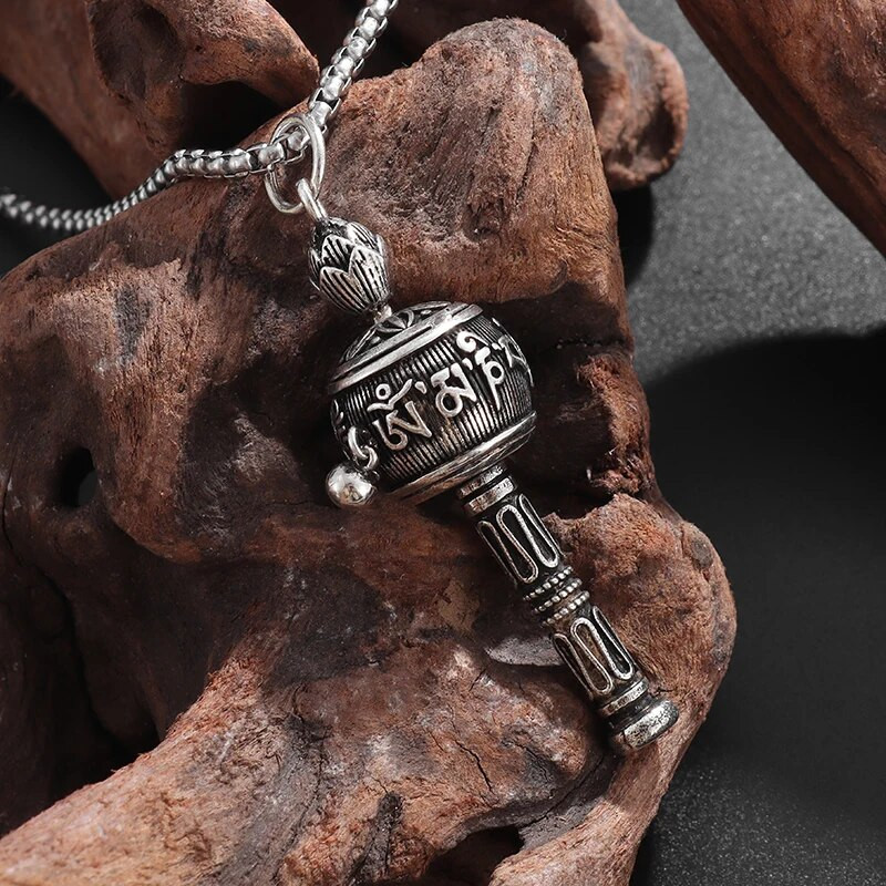 Pööratavad kuue tähemärgiga mantra ülekandehelmed palveratta kaelakee ripats sobib meestele ja naistele Religioossed õnnelikud ehted