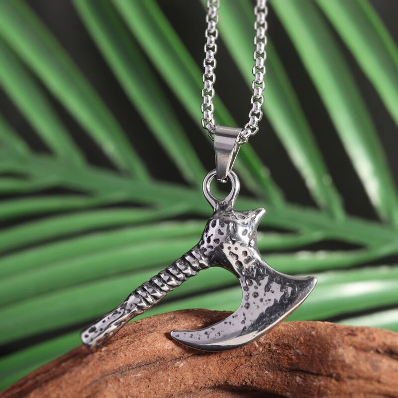 Colier cu amulete vikinge de epocă, pandantiv cu topor din mitologia nordică pentru bărbați, din oțel inoxidabil, cadou de bijuterii cu amuletă nordică