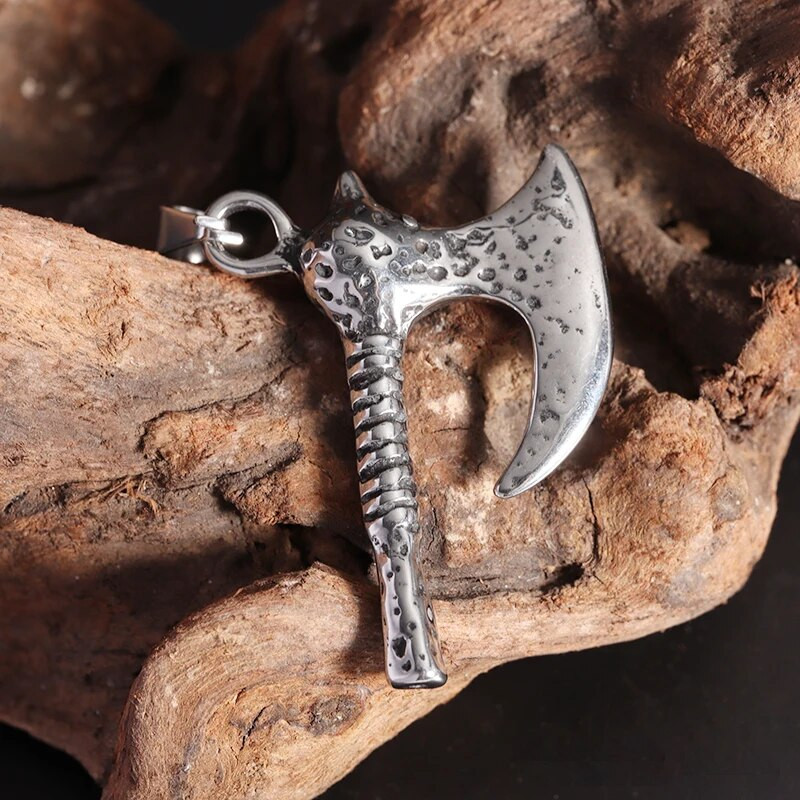 Colier cu amulete vikinge de epocă, pandantiv cu topor din mitologia nordică pentru bărbați, din oțel inoxidabil, cadou de bijuterii cu amuletă nordică