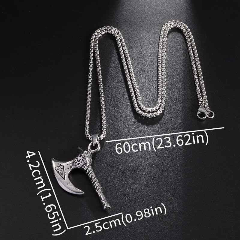 Colier cu amulete vikinge de epocă, pandantiv cu topor din mitologia nordică pentru bărbați, din oțel inoxidabil, cadou de bijuterii cu amuletă nordică