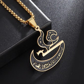 Clasic Imam Ali Sabie Musulman Islam Colier din oțel inoxidabil pentru bărbați femei bijuterii Allah arabă proclamație flacără pandantiv cadou