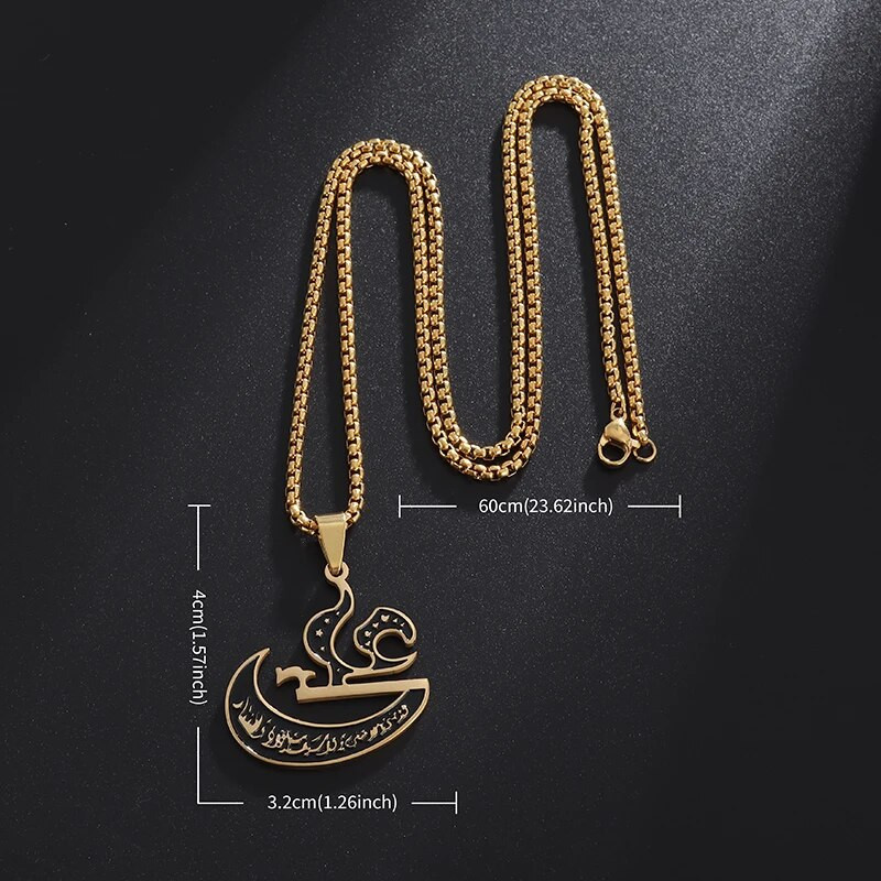 Klasikinis imamas Ali kardas musulmonų islamo nerūdijančio plieno karoliai vyrams, moteriški papuošalai Alacho arabų kalba, liepsnos pakabukas, dovana