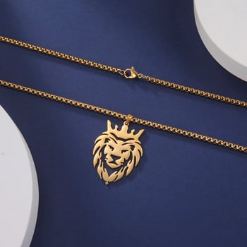 VASSAGO 2023 Неръждаема стомана Lion King Crown Животно Колие Хип-хоп Мода Мъжки бижута Подарък за парти