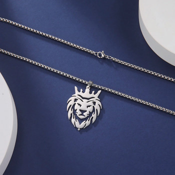 VASSAGO 2023 Неръждаема стомана Lion King Crown Животно Колие Хип-хоп Мода Мъжки бижута Подарък за парти