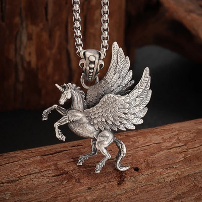 Mitologia greacă antică Zeul Războiului Pegasus Unicorn Colier Animal Cal Pandantiv potrivit pentru bărbați și femei Bijuterii retro punk