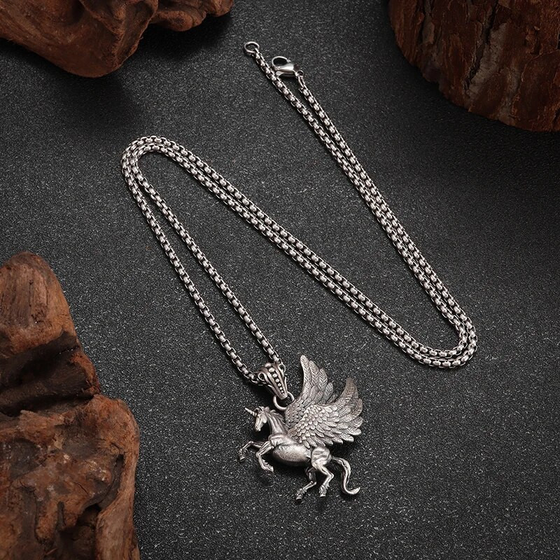 Starogrčka mitologija Bog rata Pegasus Jednorog Ogrlica Životinja Konj Privjesak Prikladan za muškarce i žene Retro punk nakit