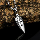 Põhjamaade viikingiruunide keldi sõlme kaelakee meestele, roostevabast terasest vintage nooleotsaga ripats Amulett Ehted Kingitused Dropshipping