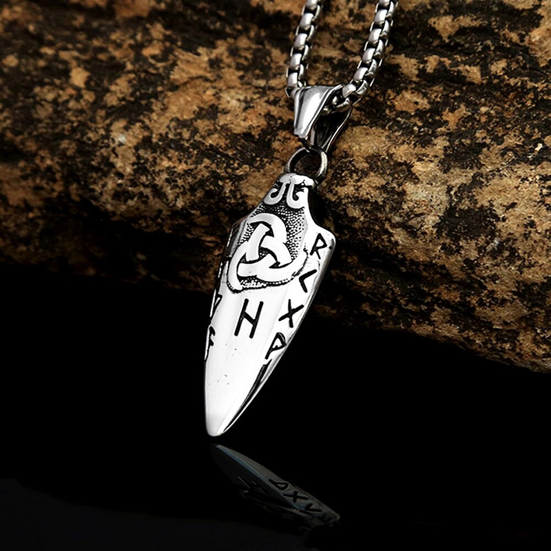 Põhjamaade viikingiruunide keldi sõlme kaelakee meestele, roostevabast terasest vintage nooleotsaga ripats Amulett Ehted Kingitused Dropshipping