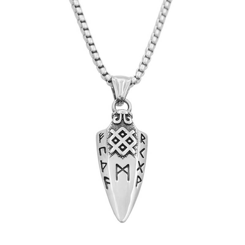 Põhjamaade viikingiruunide keldi sõlme kaelakee meestele, roostevabast terasest vintage nooleotsaga ripats Amulett Ehted Kingitused Dropshipping