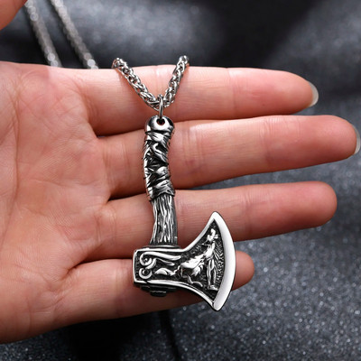 Κολιέ Viking Mjolnir, κρεμαστό κόσμημα Thor`s Hammer, Κολιέ Βίκινγκ από ανοξείδωτο ατσάλι, Κοσμήματα Viking, Φυλαχτό δύναμης, Σκανδιναβική μυθολογία