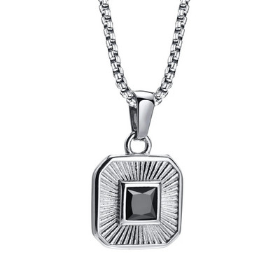 Σετ ανδρικά γεωμετρικά τετράγωνα κολιέ Vnox, ανοξείδωτη αλυσίδα Cuban Figaro Box, Στοιβαγμένος γιακάς 2 τμχ