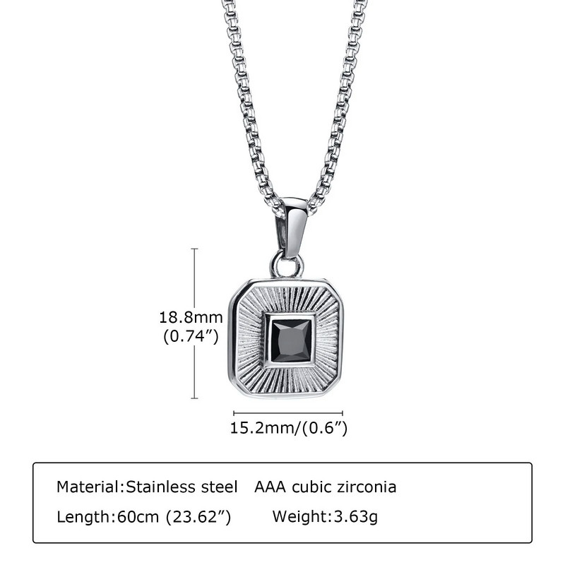 Σετ ανδρικά γεωμετρικά τετράγωνα κολιέ Vnox, ανοξείδωτη αλυσίδα Cuban Figaro Box, Στοιβαγμένος γιακάς 2 τμχ