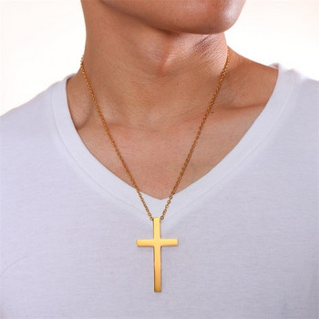Vnox Simple κολιέ από ανοξείδωτο ατσάλι σταυρός για άνδρες Γυναικεία Κοσμήματα γιακά σε μαύρο χρυσό