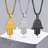 Vnox stiilsed Hamsa kätekaelakeed meestele, kullavärvi roostevabast terasest Khamsah ripats, õnne amulett islami ehted