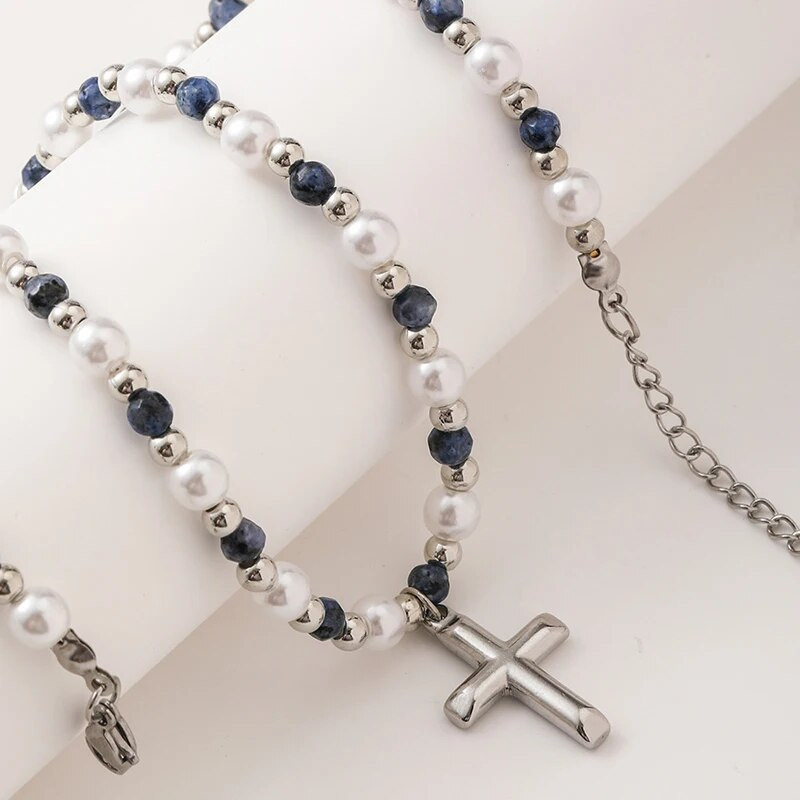 Hiphop meeste pärlikivirist ripatsiga kaelakee roostevabast terasest Uus 2023. aastal Trend Neck Choker meeste punk ehete tarvikute jaoks