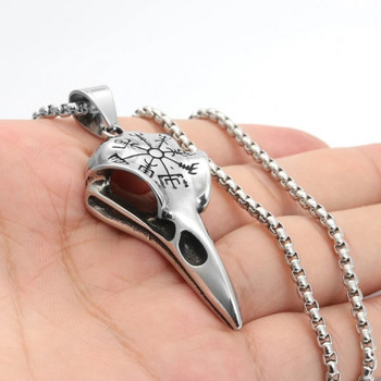 Мъже Ретро Врана Викинг Пират Висулка Колие Неръждаема стомана Raven Neck Chain За мъже Мъжки Berserk Rune Cool Fashion Jewelry