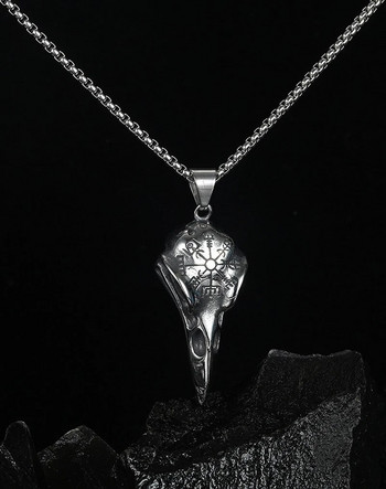 Ανδρικό ρετρό κολιέ κρεμαστό κόρακας Viking Pirate Αλυσίδα από ανοξείδωτο ατσάλι Raven λαιμόκοψη για ανδρικά ανδρικά κοσμήματα ρούνου Berserk Cool μόδας
