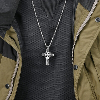 Κρεμαστό κολιέ ανδρικής μόδας Celtic Knot Cross από ανοξείδωτο ατσάλι Νέο τσόκερ με αλυσίδα λαιμού 2023 για ανδρικά κοσμήματα