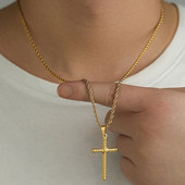 Hiphop vyrų kryžminės susuktos grandinės pakabukas karoliai iš nerūdijančio plieno kaklo užsegimas vyrams, vandeniui atsparūs madingi papuošalų priedai