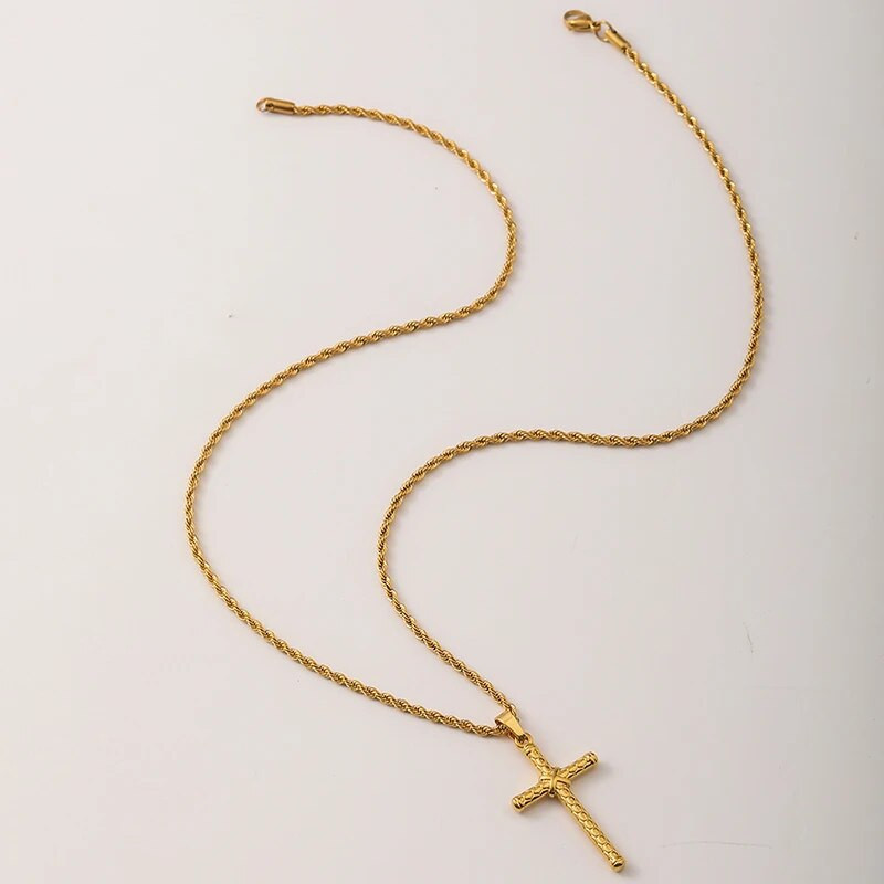 Hiphop vyrų kryžminės susuktos grandinės pakabukas karoliai iš nerūdijančio plieno kaklo užsegimas vyrams, vandeniui atsparūs madingi papuošalų priedai