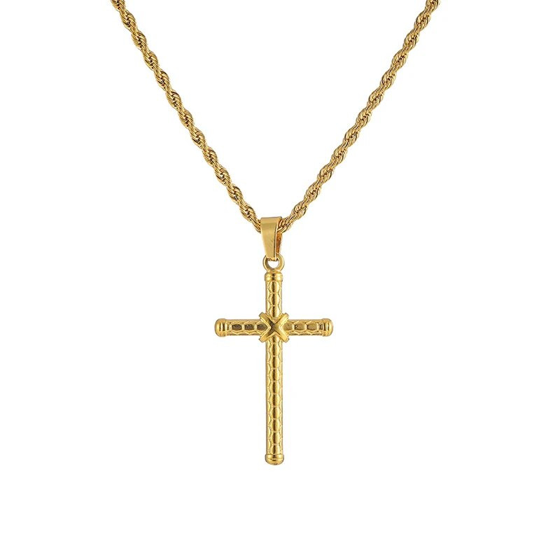 Hiphop vyrų kryžminės susuktos grandinės pakabukas karoliai iš nerūdijančio plieno kaklo užsegimas vyrams, vandeniui atsparūs madingi papuošalų priedai