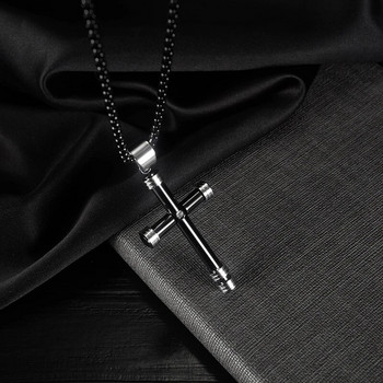 Моден пънк готин християнски кръст Мъжки висулка Колие Колие от неръждаема стомана Хип-хоп Персонализирани религиозни модерни бижута