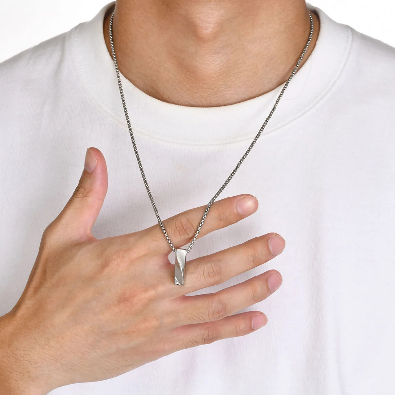 Κολιέ Vnox Small Mobius Bar για Ανδρικά Γυναικεία, Unisex Μαύρο μενταγιόν από ανοξείδωτο ατσάλι 3D κάθετη μπάρα, Casual κολάρο