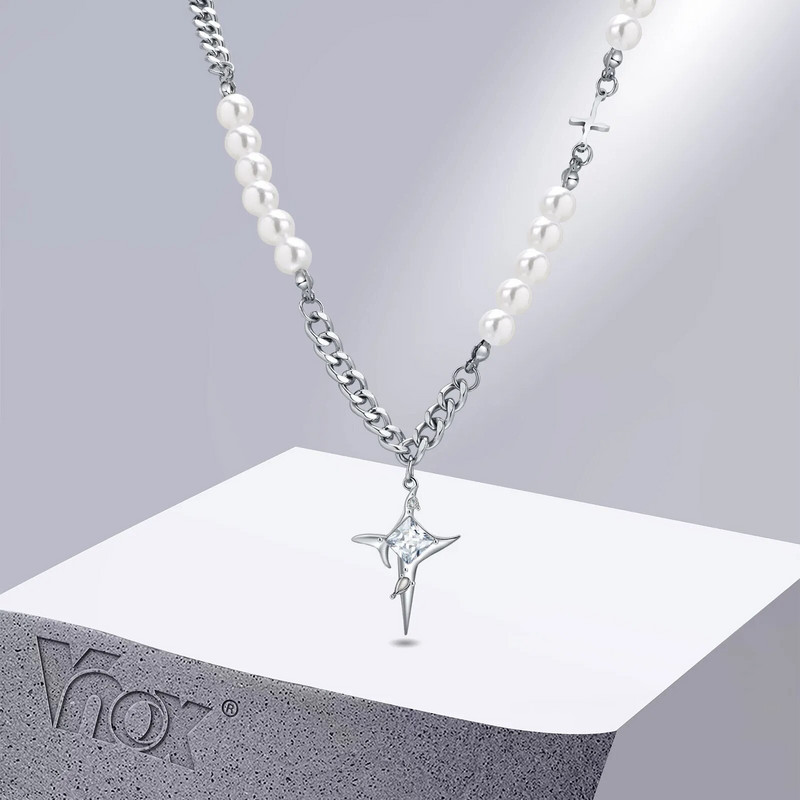 Κολιέ Vnox Cool Shiny Stars για άντρες Γυναικεία, Αντιαλλεργικά από ανοξείδωτο ατσάλι Κουβανέζικο κολάρο τσόκερ με αλυσίδα Δώρα γενεθλίων Χριστουγέννων