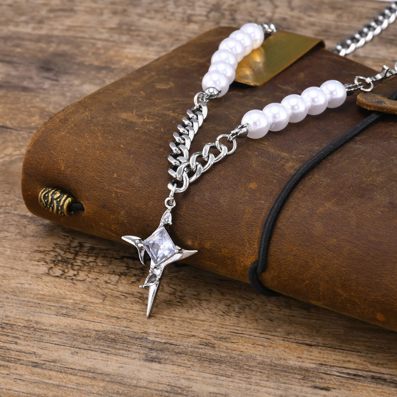 Κολιέ Vnox Cool Shiny Stars για άντρες Γυναικεία, Αντιαλλεργικά από ανοξείδωτο ατσάλι Κουβανέζικο κολάρο τσόκερ με αλυσίδα Δώρα γενεθλίων Χριστουγέννων