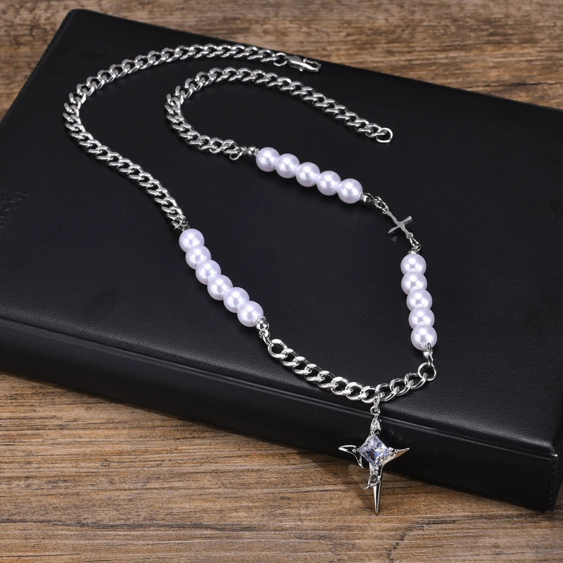 Κολιέ Vnox Cool Shiny Stars για άντρες Γυναικεία, Αντιαλλεργικά από ανοξείδωτο ατσάλι Κουβανέζικο κολάρο τσόκερ με αλυσίδα Δώρα γενεθλίων Χριστουγέννων