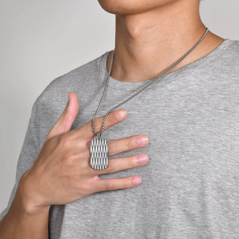 Mprainbow Mens Dog Tag kaelakeed, veekindel roostevabast terasest geomeetriline ripatskrae Sünnipäevakingitused isale isale abikaasale pojale