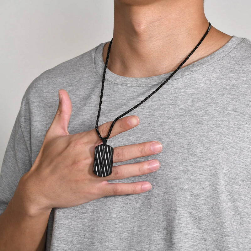 Mprainbow Mens Dog Tag kaelakeed, veekindel roostevabast terasest geomeetriline ripatskrae Sünnipäevakingitused isale isale abikaasale pojale