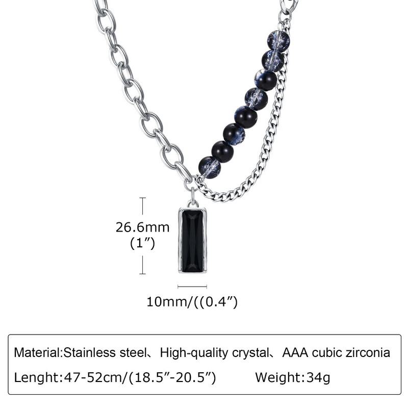 Vnox Κομψά κολιέ τσόκερ από μαύρη πέτρα για άντρες Γυναικεία, γιακά με αλυσίδα διπλών στρωμάτων, δώρο γενεθλίων για την ημέρα του πατέρα του Αγίου Βαλεντίνου