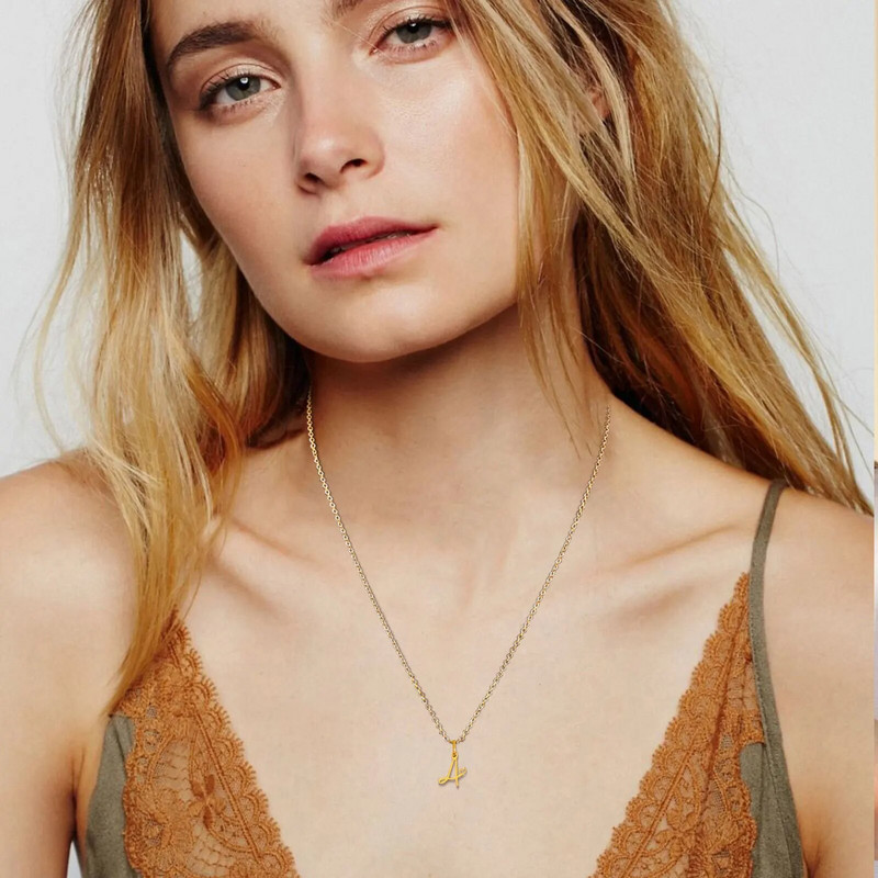 Vnox Initial κολιέ για γυναίκες κορίτσια, μενταγιόν 26 γραμμάτων AZ, κολιέ με αλυσίδα Alphabet Charm, Κομψό Κολάρο Boho