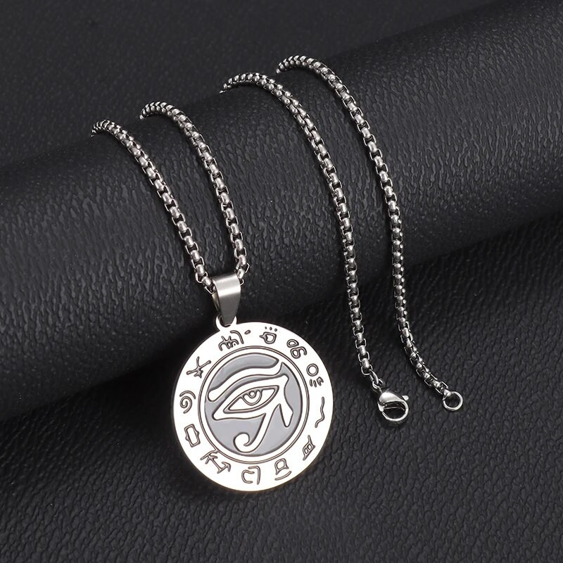 Klasični privjesak Medalja Horusovo oko Staroegipatski faraon Runa Totem Ogrlica od nehrđajućeg čelika Muški i ženski amulet Nakit