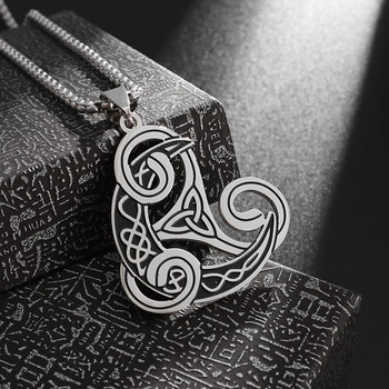 Неръждаема стомана Trinity Celtic Knot висулка Witch Moon Witchcraft Колие за жени Irish Lucky Amulet Jewelry Gift