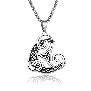 Неръждаема стомана Trinity Celtic Knot висулка Witch Moon Witchcraft Колие за жени Irish Lucky Amulet Jewelry Gift