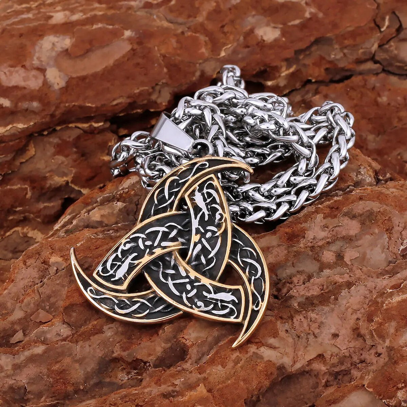 Šiaurės šalių vyrų vikingų keltų mazgų karoliai nerūdijančio plieno mados slavų trejybės pakabukas karoliai aukštos kokybės žavūs papuošalai