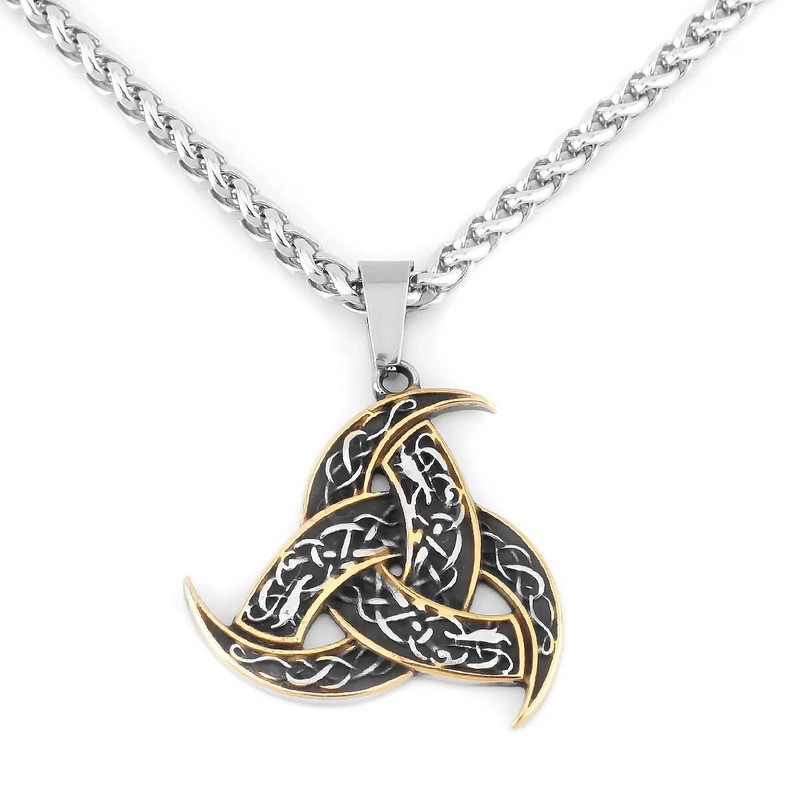 Šiaurės šalių vyrų vikingų keltų mazgų karoliai nerūdijančio plieno mados slavų trejybės pakabukas karoliai aukštos kokybės žavūs papuošalai