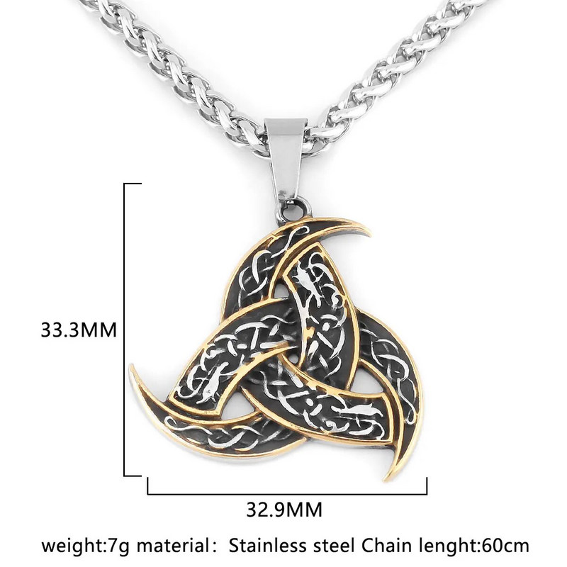 Šiaurės šalių vyrų vikingų keltų mazgų karoliai nerūdijančio plieno mados slavų trejybės pakabukas karoliai aukštos kokybės žavūs papuošalai