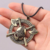 Vintage Viking Axe Colier pandantiv Choker pentru bărbați Odin Corb Amuleta slavă Taliman Wicca Bijuterii Cadou cu ridicata