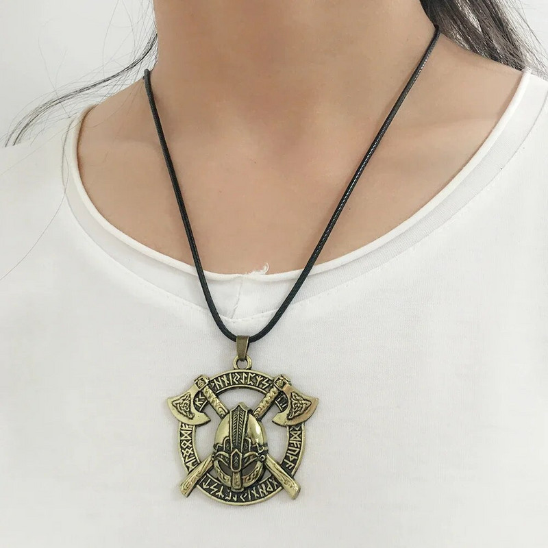 Vintage κράνος Viking Axe κρεμαστό κολιέ Choker για άνδρες Odin Raven Σλαβικό Φυλαχτό Ταλιμάν Wicca Κοσμήματα Δώρο Χονδρική