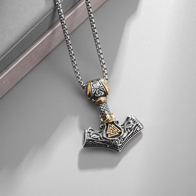 Vintage Viking Warrior Shield Ax pakabukas karoliai vyrams slavų kompaso pakabukas karoliai pankroko vakarėlio papuošalai