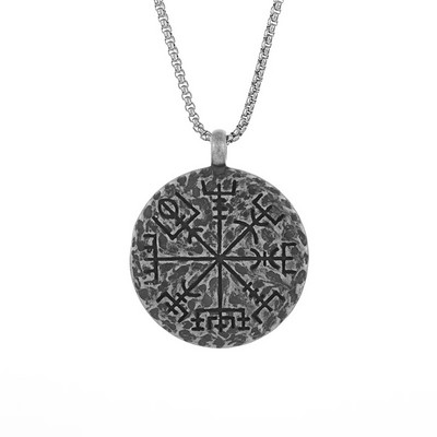 Vintage Viking Warrior Shield Ax pakabukas karoliai vyrams slavų kompaso pakabukas karoliai pankroko vakarėlio papuošalai