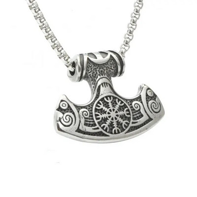 Vintage Viking Warrior Shield Ax pakabukas karoliai vyrams slavų kompaso pakabukas karoliai pankroko vakarėlio papuošalai