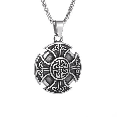 Colier Wiccan Pandantiv păgân pentru bărbați și femei Oțel inoxidabil placat cu argint Pentagramă Nordic Viking Raven Colier mistic