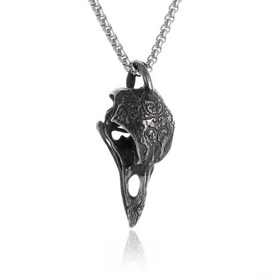 Colier Wiccan Pandantiv păgân pentru bărbați și femei Oțel inoxidabil placat cu argint Pentagramă Nordic Viking Raven Colier mistic